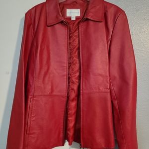 Leather, red jacket